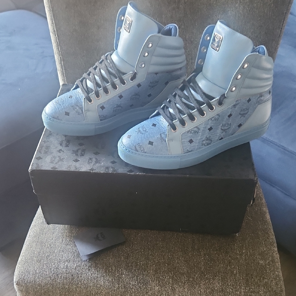 MCM Blue High-Top Sneakers - Picture 4 of 6